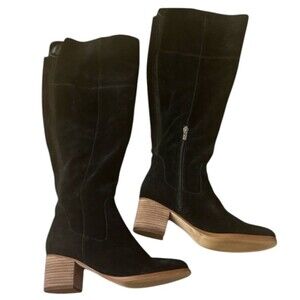 marc fisher women's black wide-calf faux suede over the knee boots size 8.5